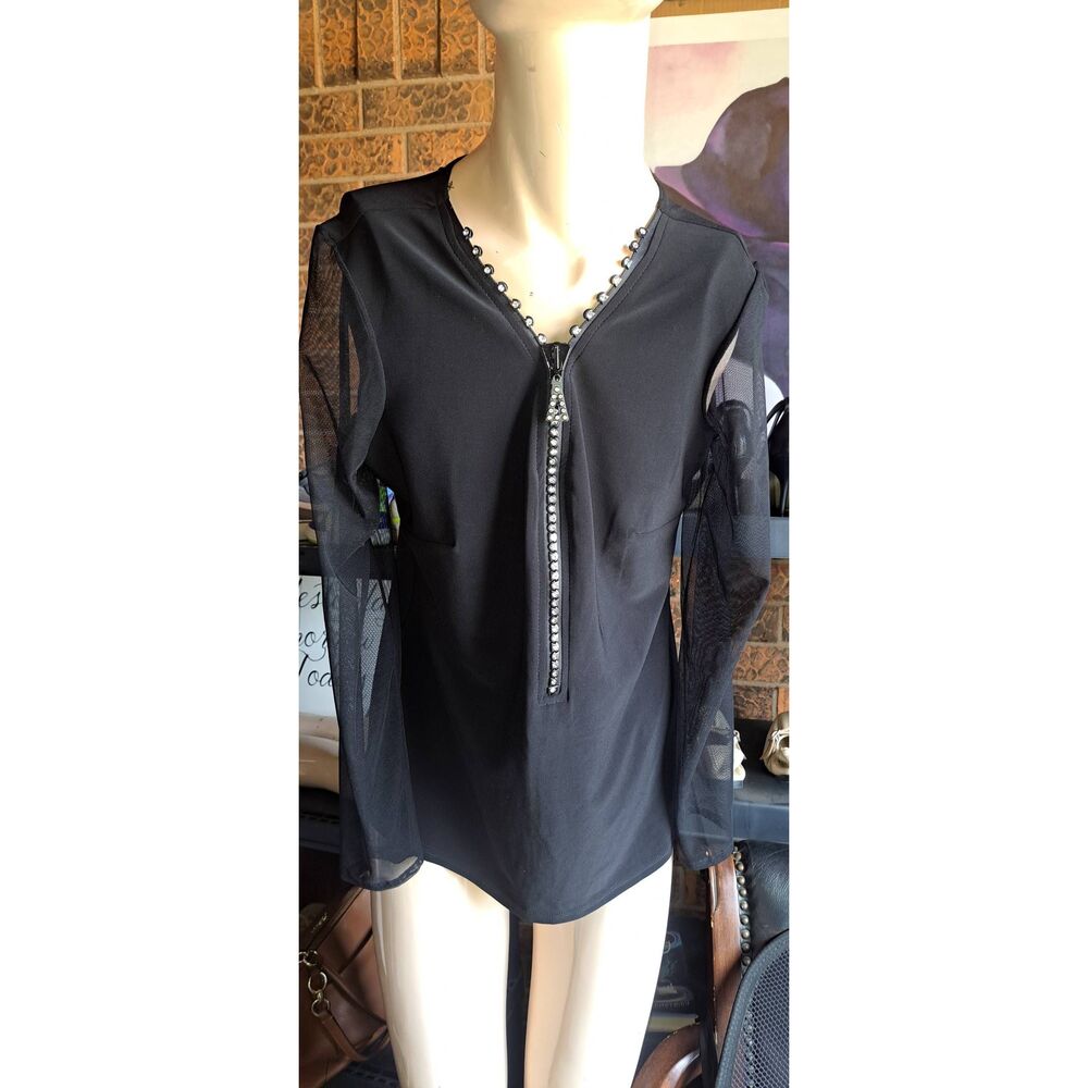 Black Blouse With See Through Sleeves Size Large